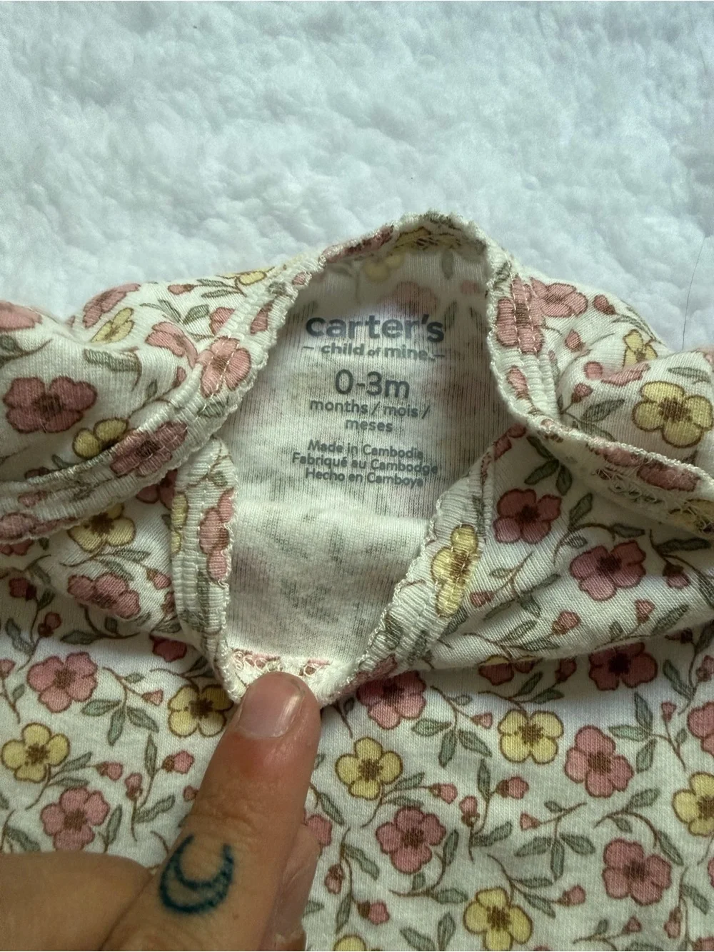 Floral Print Short-Sleeve Baby One-Piece - Pink & Yellow